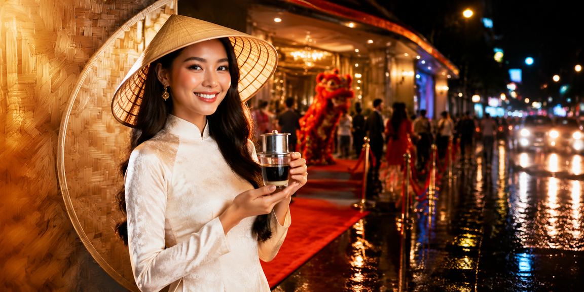 Người dùng tại TP.HCM đội nón lá kiểm tra kết quả giải thưởng cá cược trên điện thoại