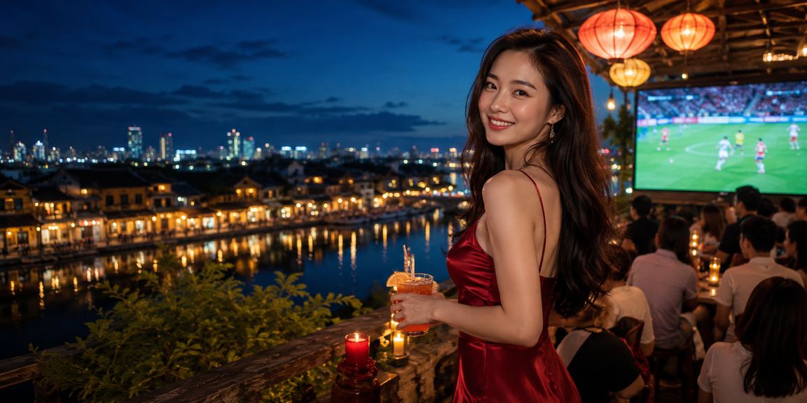 Người hâm mộ tại Hội An theo dõi kết quả bóng đá và kiểm tra thưởng cá cược tại quán cà phê